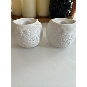 Pair of Candlesticks Kaiser Porcelain White Bisque M Frey Design 3 1/8"